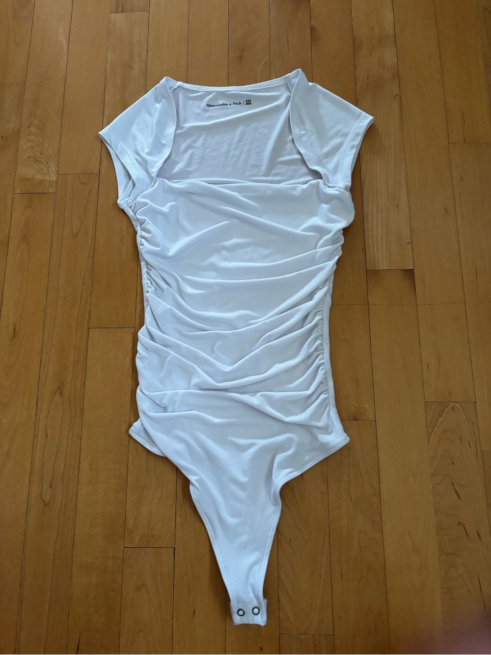 Abercrombie & Fitch White Ruched Bodysuit Top